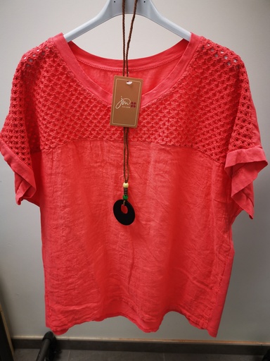 blouse Chloé corail+collier