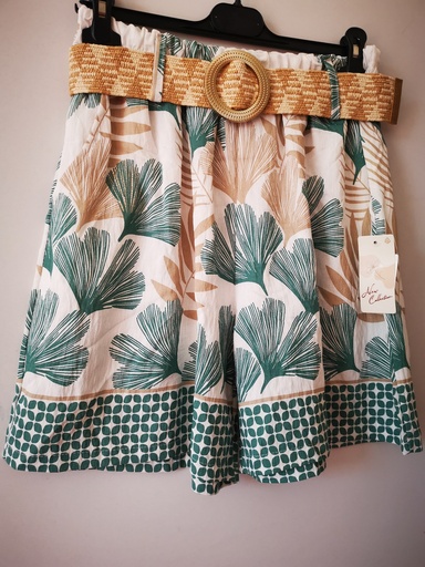 Short gincko+ceinture turquoise