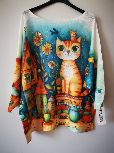 Pull maille chat-maison