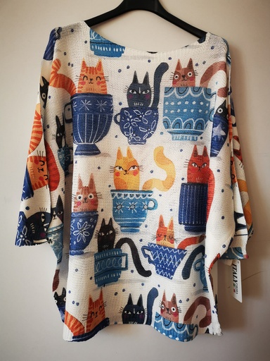 Pull maille chat-tasses