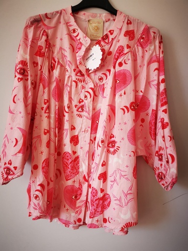 Chemise coeur/lune rose