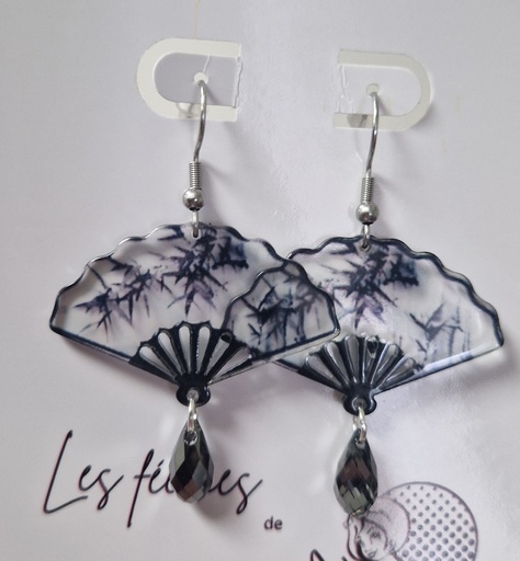 B.O. Eventail Swarovski Crystal Silver Night (Fééries)