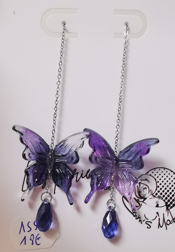 B.O. Papillon mauve Swarovski Tanzanite (Fééries)