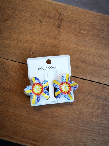 Duo pinces moyennes mauve/bleu/jaune 