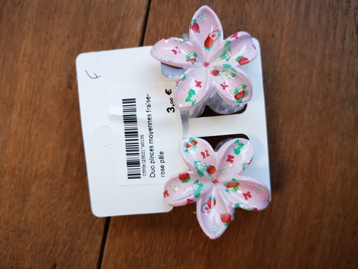 Duo pinces moyennes fraise-rose pâle