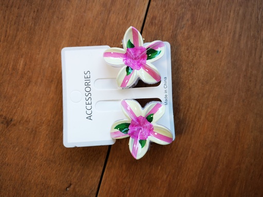 Duo pinces moyennes rose - ivoire 