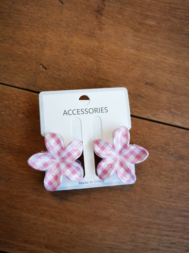 Duo Pinces vichy rose  