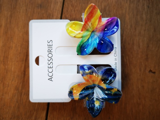 Duo Pinces réversibles lune - danseuse - arc-en-ciel