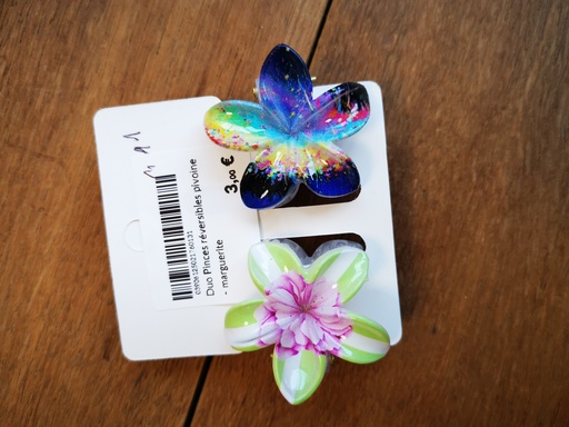 Duo Pinces réversibles pivoine - marguerite