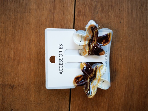 Duo Pinces réversibles brun - fleurs