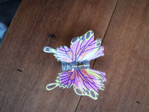 Grande pince "papillons" rose/orange/jaune