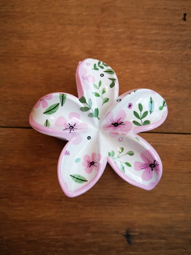 Grande pince "fleurie" rose et feuille