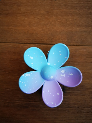 Grande pince "marguerite" tachetée bleu/mauve