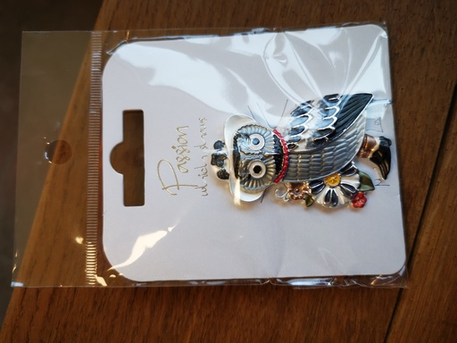 Broche aimantée chouette noir