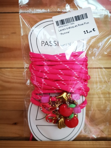 Lacets breloques Rose Fluo "Pomme"