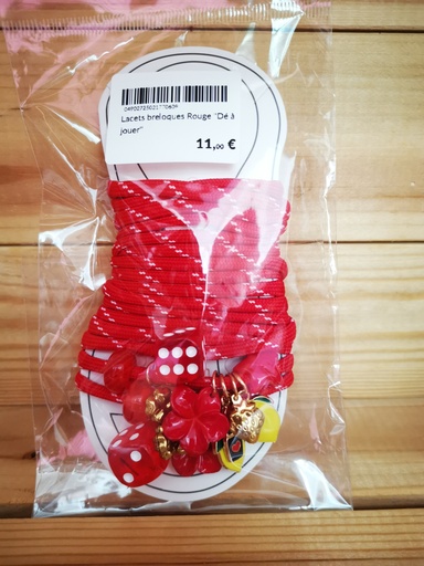 Lacets breloques Rouge "Dé à jouer"