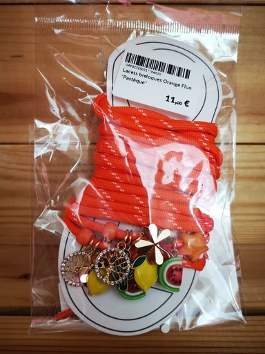 Lacets breloques Orange Fluo "Pastèque"