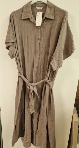 Robe en gaze de coton "Callista" Taupe