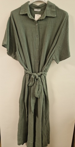Robe en gaze de coton "Callista" Kaki