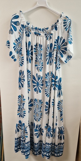 Robe Chiara turquoise-blanc
