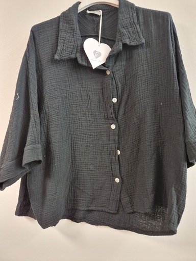 Chemise Allegra gaze de coton noire