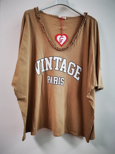 T-shirt Vintage beige foncé