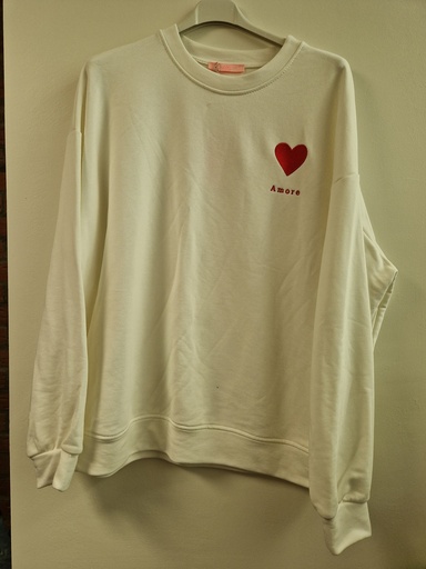 Pull Amore cœur blanc 