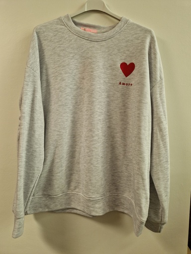Pull Amore cœur gris
