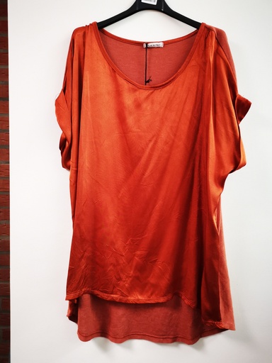 T-shirt satiné bi matière "Ivanie" Brique