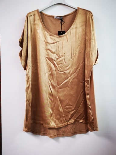 T-shirt satiné bi matière "Ivanie" Camel