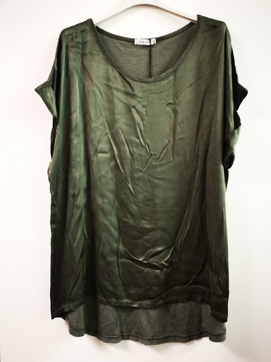 T-shirt satiné bi matière "Ivanie" Kaki