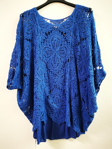Blouse crochet 2pièces "Canopé" bleu roi