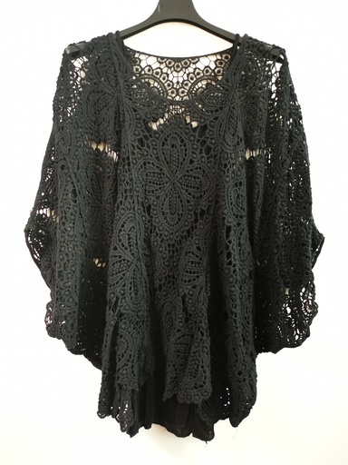 Blouse crochet 2pièces "Canopé" noir