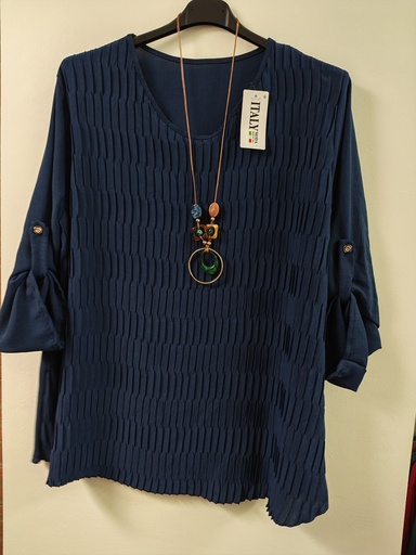Blouse +collier Iza bleu marine