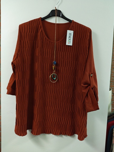 Blouse +collier Iza rouille