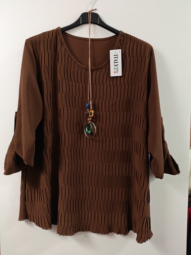 Blouse +collier Iza chocolat