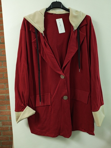 Veste bicolore bordeaux capuches amovibles