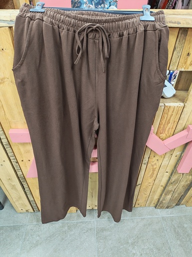 Pantalon jambes droite et larges avec poches chocolat