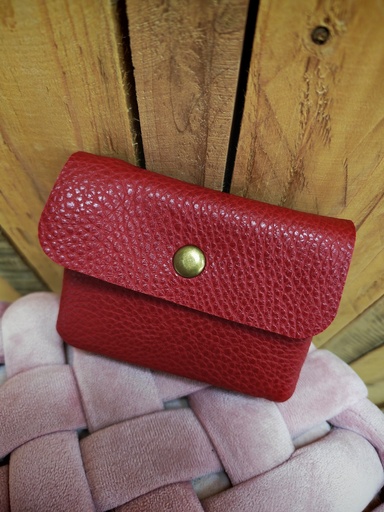 Pochette "Noisetier" 100% cuir Bordeaux