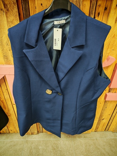 Veste tailleur sans manches bleu marine