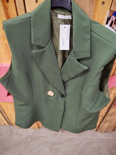 Veste tailleur sans manches kaki