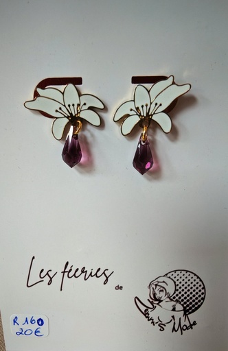 B.O. fleurs blanches gouttes mauves pure crystal(Fééries)