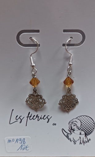 B.O. porte bonheur argenté toupie pure crystal Topaz (Fééries)