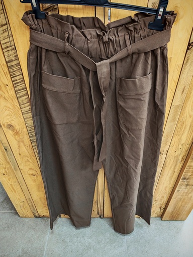 Pantalon jambes larges avec poches chocolat T2 