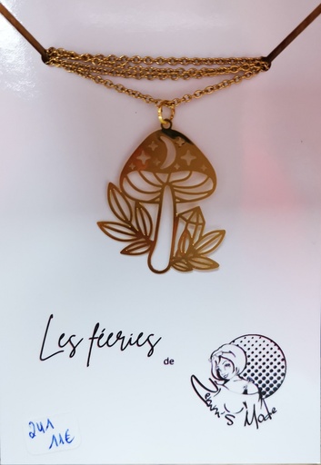 Collier champignon doré (Fééries) 