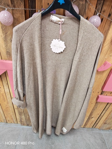 Gilet long uni "Oriane" Camel