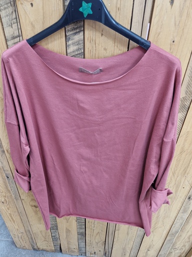 Top longues manches uni "Félicia" peperosa