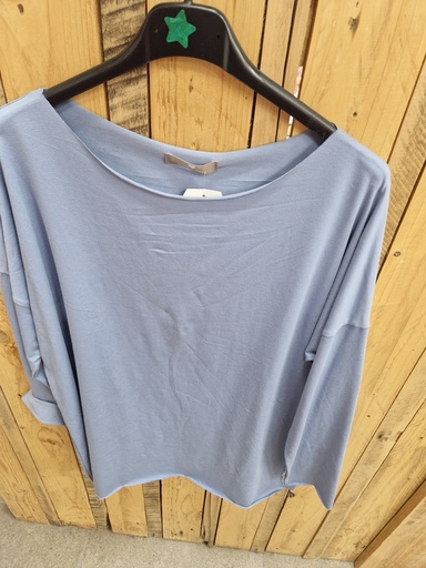 Top longues manches uni "Félicia" bleu ciel
