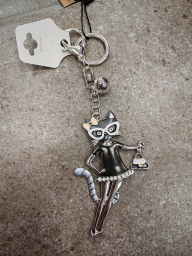 Porte-clés chat noir lunettes