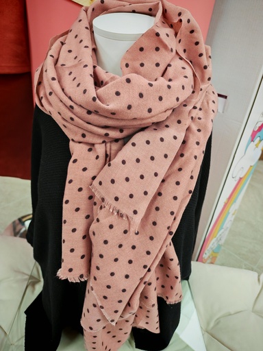 Foulard épais pois chocolat fond peperosa